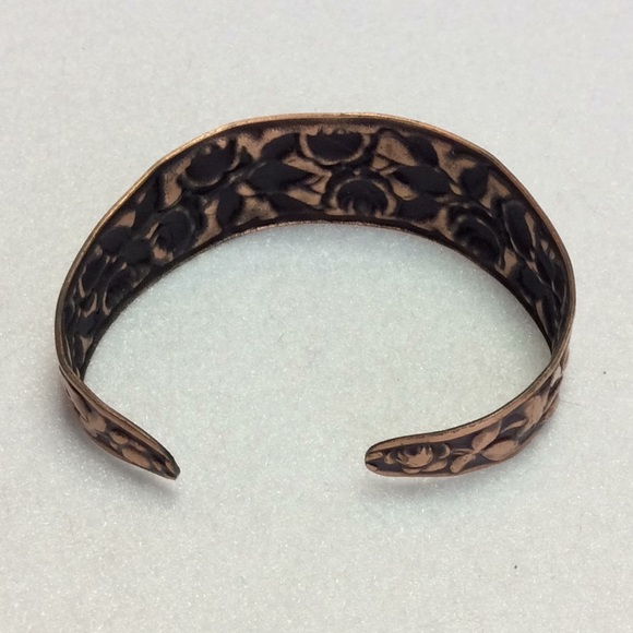 FINAL SALE PRICE Stamped Copper Cuff and Hand Beaded Bracelet x 2 - Picture 3 of 5